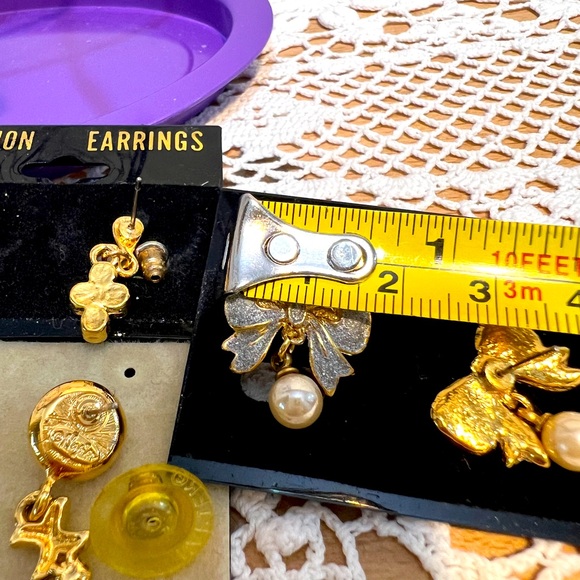 Fashion earrings gold tone dangle (3 pairs) - Picture 5 of 8